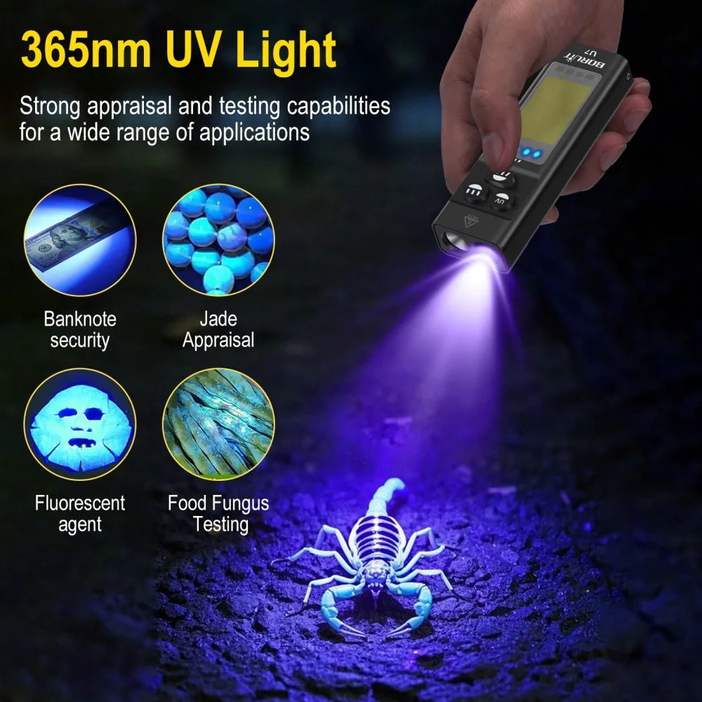 BORUiT U7 UV LED EDC Flashligh - Outdoor Camping Glamping 评论和价格