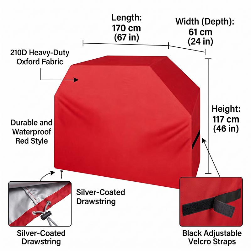 210D BBQ Cover Dustproof Water - Outdoor Camping Grill 评论和价格