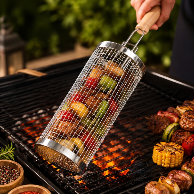 Round Barbecue Grill Basket Se - Outdoor Camping Grill 评论和价格